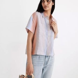 Madewell Linen Beachside Shirt in Ombré Stripe size small